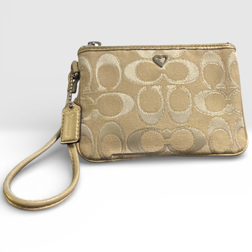 Coach Poppy Signature Lurex Wristlet w/ Original Poppy Heart